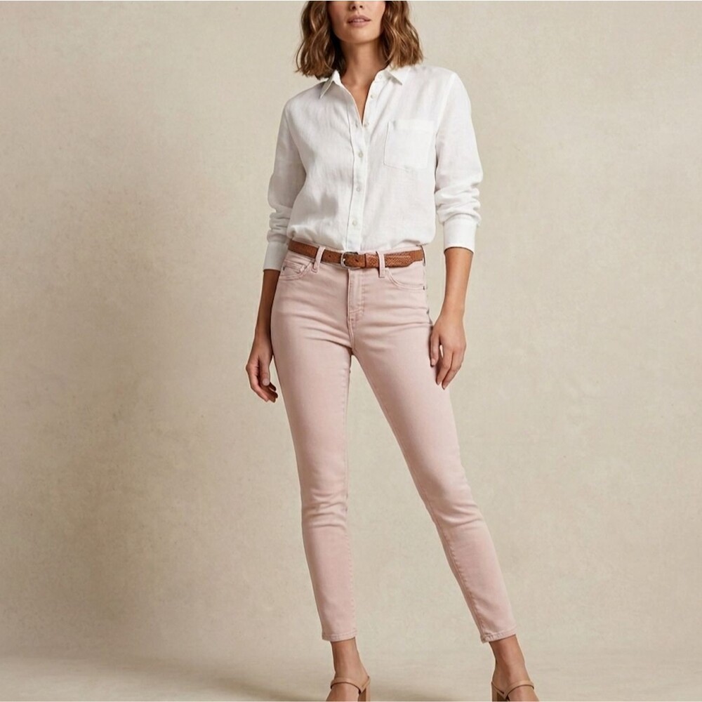 AG Adriano Goldschmied The Abbey Mid-Rise Super Skinny Ankle Jeans Pink Size 27R